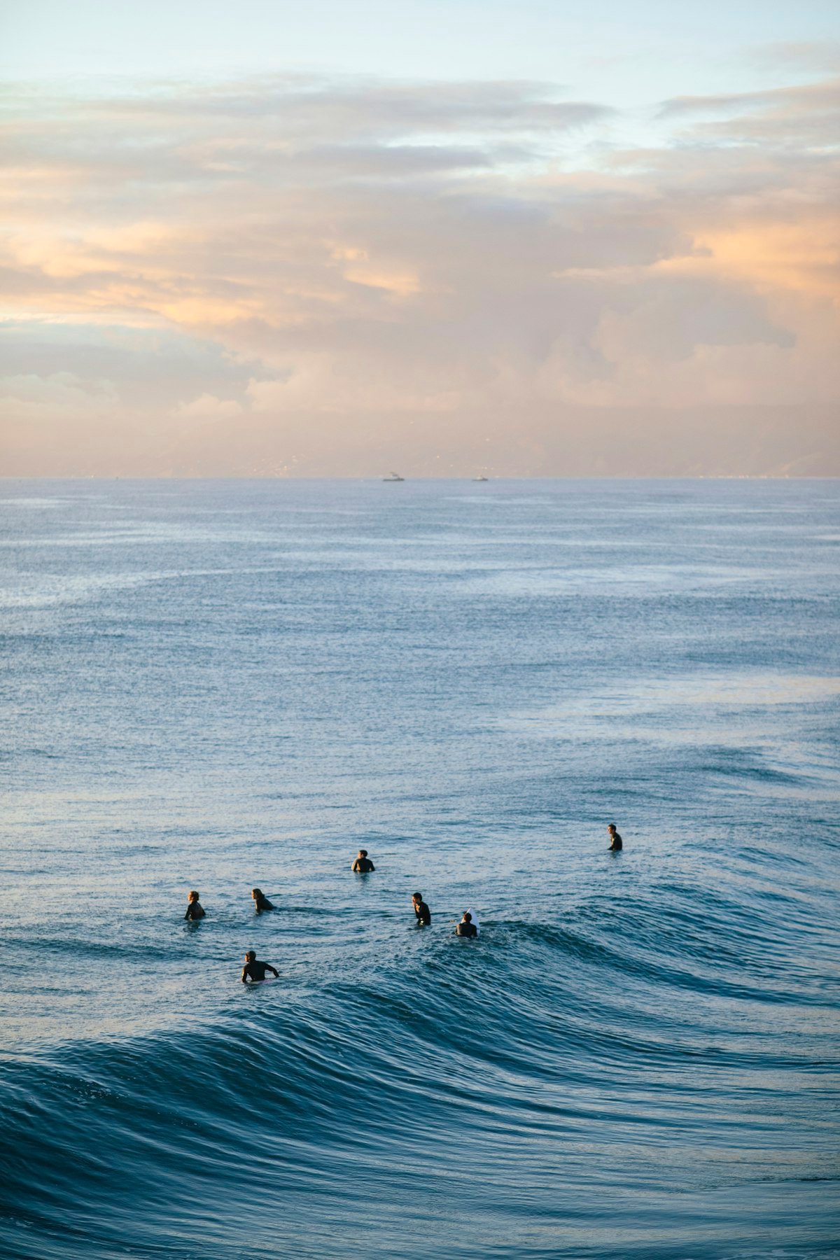 Surfers waiting in the line-up