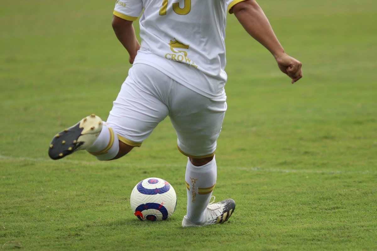 Player striking the ball